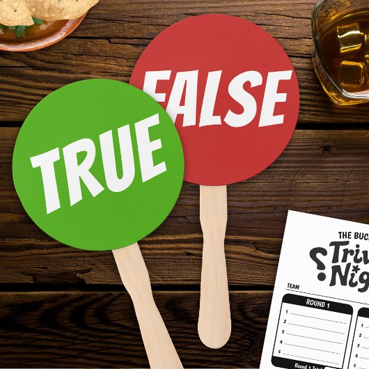 Ware / Valse helder groene rode quiz spel borden Handwaaier