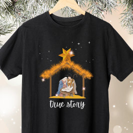 Ware verhaal Christelijke Kerstmis Geboorte Jesus T-shirt