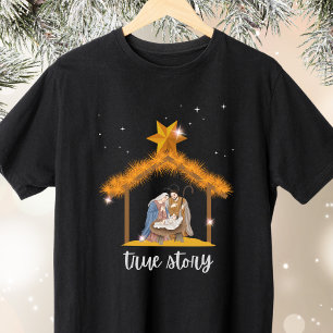 Ware verhaal Christelijke Kerstmis Geboorte Jesus T-shirt