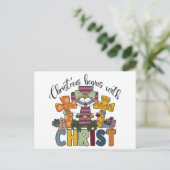 Ware Verhaal Jezus Geboortemanager Kerstredder Chr Feestdagenkaart (Staand voorkant)