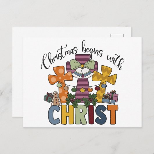 Ware Verhaal Jezus Geboortemanager Kerstredder Chr Feestdagenkaart (Voorkant / Achterkant)