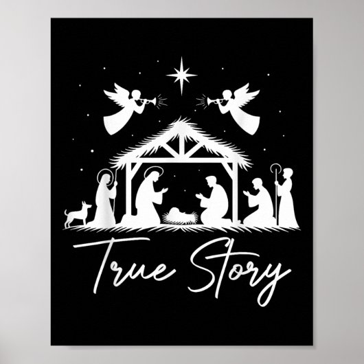 Ware Verhaal Kerstmiskerststal Jezus Christelijke Poster (Voorkant)