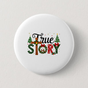 Ware Verhaal Kerstmisscène Jezus Christus Ronde Button 5,7 Cm