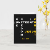 ware vrijheid in Jezus christelijke Juneteenth Kaart (Gele Bloem)