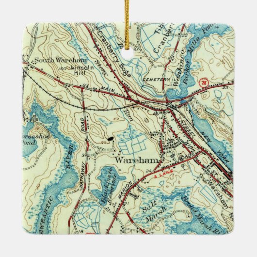 Wareham MA  Map Keramisch Ornament (Achterkant)