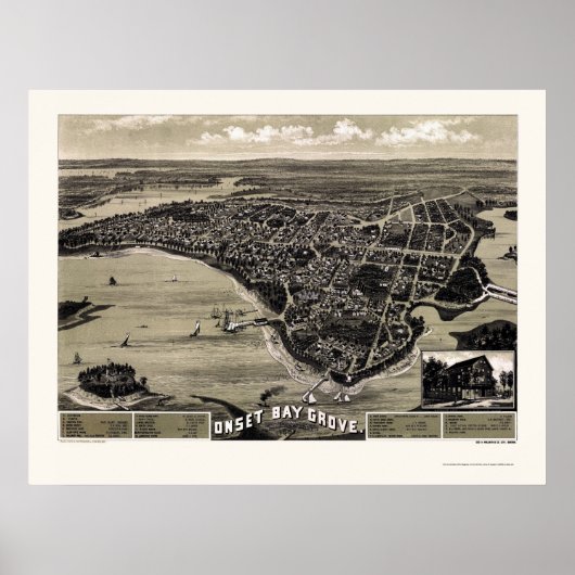 Wareham, MA Panoramic Map - 1885 Poster (Voorkant)