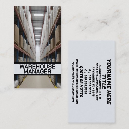 Warehouse Manager Visitekaartje (Voorkant / Achterkant)