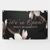 Waren Open Bedrijfs Schoonheidssalon Bloem Typogra Spandoek (Horizontaal)