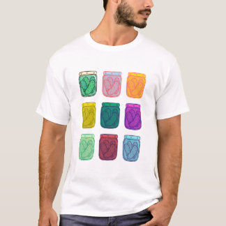 Warhol Augurken Speels Helder Kleurrijk Regenboog T-shirt
