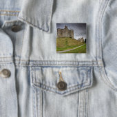 Warkworth Castle in Northumberland, Engeland Vierkante Button 5,1 Cm (In situ)