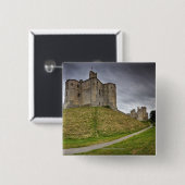 Warkworth Castle in Northumberland, Engeland Vierkante Button 5,1 Cm (Voorkant /achterkant)