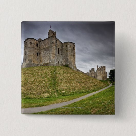 Warkworth Castle in Northumberland, Engeland Vierkante Button 5,1 Cm (Voorkant)