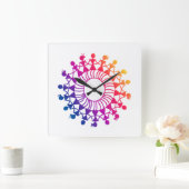 WARLI ART DESIGN PATROON VIERKANTE KLOK (Huis)