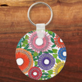 warli bloemen sleutelhanger (Voorkant)