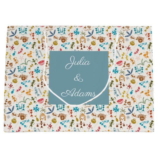 Warli Fest Gift Bag Groot Cadeauzakje (Voorkant)