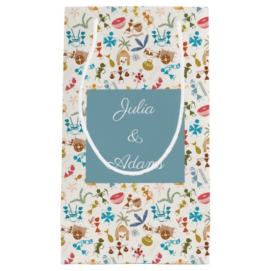 Warli Fest Gift Bag Klein Cadeauzakje (Voorkant)