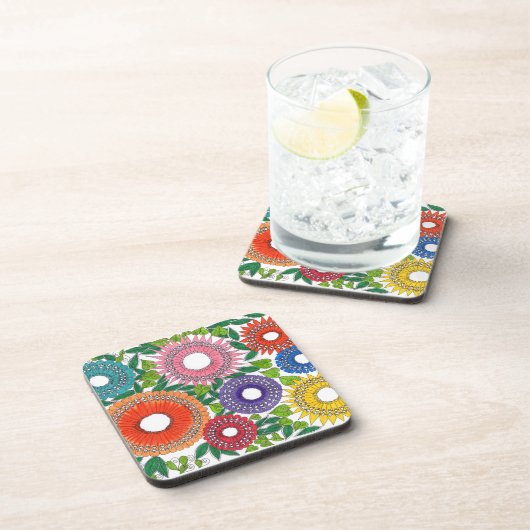 warli flowers bier onderzetter (Rechterzijde)