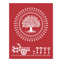 Warli Harmony: Tree of Life en Rural Bliss Poster