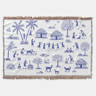 Warli-kunst Indiase Stamillustratie Deken