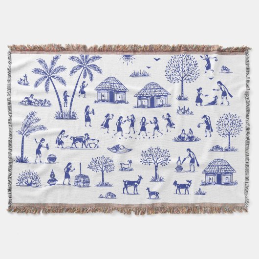 Warli-kunst Indiase Stamillustratie Deken (Voorkant)