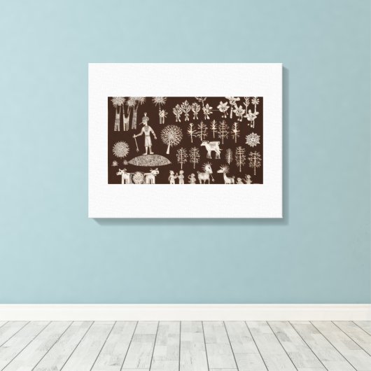 Warli Paint Canvas Afdruk (Insitu (Houten vloer))
