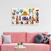 Warli schilderij Muurkunst Canvas Afdruk (Insitu (Woonkamer))