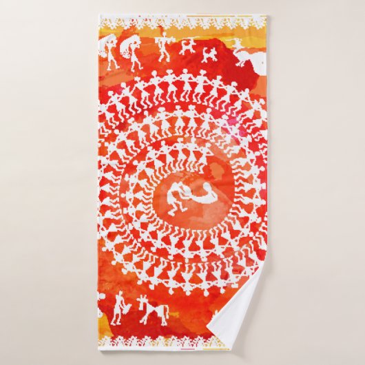 Warli schilderij - traditioneel getekend met de ha badhanddoek (Badhanddoek)