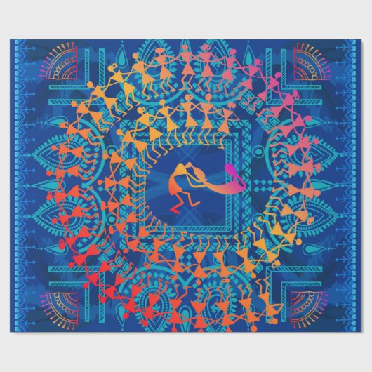 Warli schilderij - traditioneel getekend met de ha cadeaupapier (Vlak)