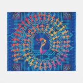 Warli schilderij - traditioneel getekend met de ha fleece deken (Voorkant (Horizontaal))