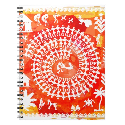 Warli schilderij - traditioneel getekend met de ha notitieboek (Voorkant)