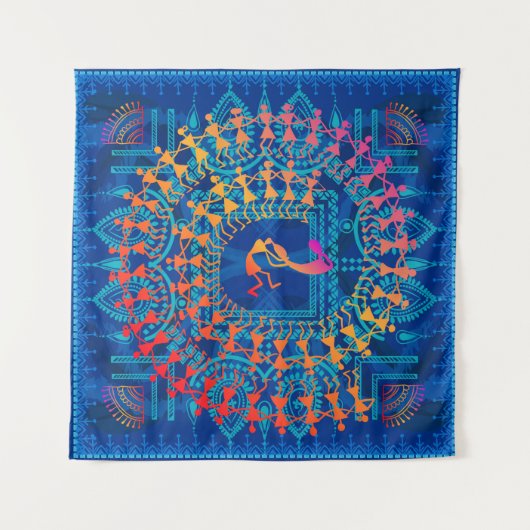 Warli schilderij - traditioneel getekend met de ha wandkleed (Voorkant)