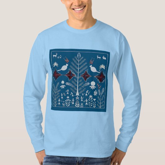 Warli-stamkunstTraditionele Indiase volkschilderku T-shirt (Voorkant)