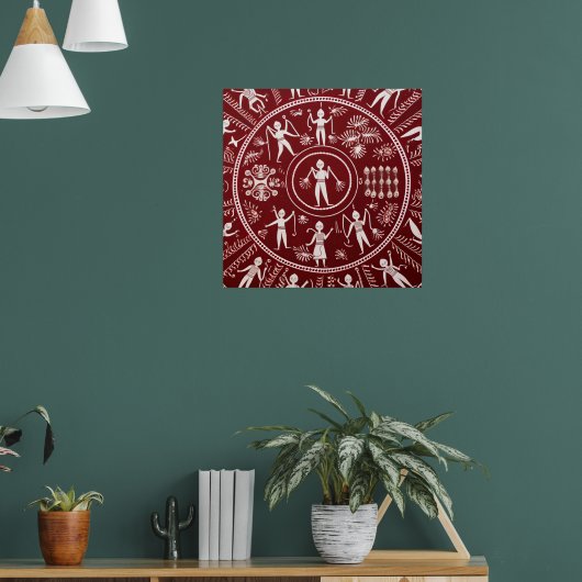 Warli Tribal Art Poster (Woonkamer 1)