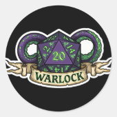 Warlock D20 Class Crest Sticker - Funny D&D Warloc (Voorkant)