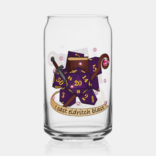 Warlock Dice Design Blikvorm Glas (Achterkant)
