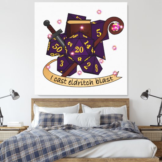 Warlock Dice Design Canvas Afdruk (Insitu (Slaapkamer))