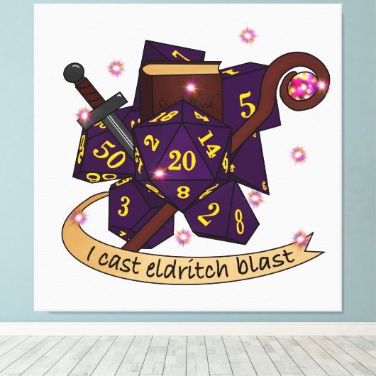 Warlock Dice Design Canvas Afdruk (Insitu (Houten vloer))
