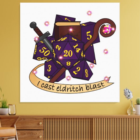 Warlock Dice Design Canvas Afdruk (Insitu (Woonkamer))