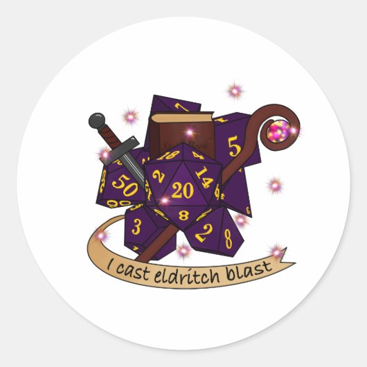 Warlock Dice Design Ronde Sticker (Voorkant)