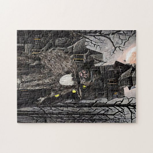Warlock man heks haunted house fantasy dark art legpuzzel (Horizontaal)
