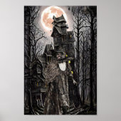 Warlock man heks haunted house fantasy dark art poster (Voorkant)
