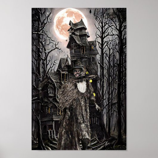 Warlock man heks haunted house fantasy dark art poster (Voorkant)