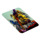 Warlus Visual Art Geel Rood Blauw Stijlvol Magneet (Rechterzijde)