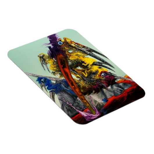 Warlus Visual Art Geel Rood Blauw Stijlvol Magneet (Rechterzijde)