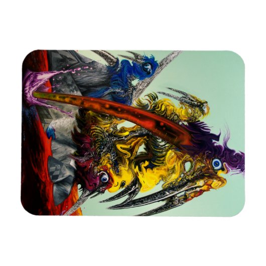 Warlus Visual Art Geel Rood Blauw Stijlvol Magneet (Horizontaal)