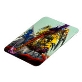 Warlus Visual Art Geel Rood Blauw Stijlvol Magneet (Linkerzijde)