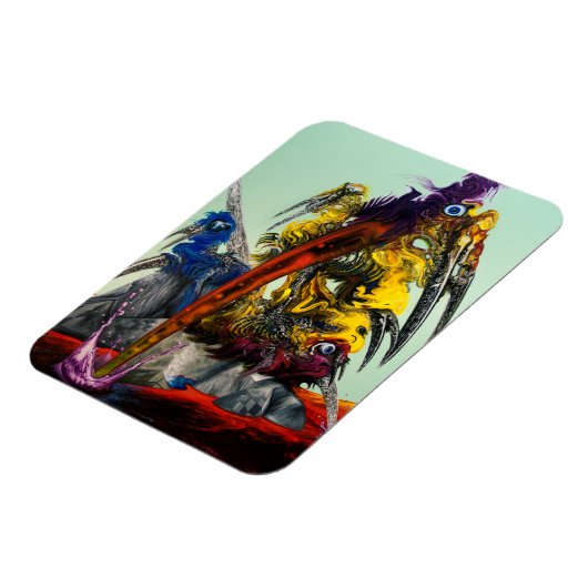 Warlus Visual Art Geel Rood Blauw Stijlvol Magneet (Linkerzijde)