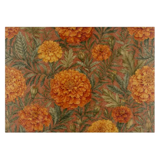 Warm Aardse Goudsbloem Bloemschilderkunst Snijplank (Voorkant)