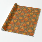Warm Aardse Goudsbloem Bloemstuk Kunst Cadeaupapier (Uitgerold)