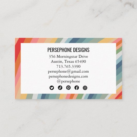 Warm aardse regenboog dank je strepen sociaal icoo visitekaartje (Achterkant)